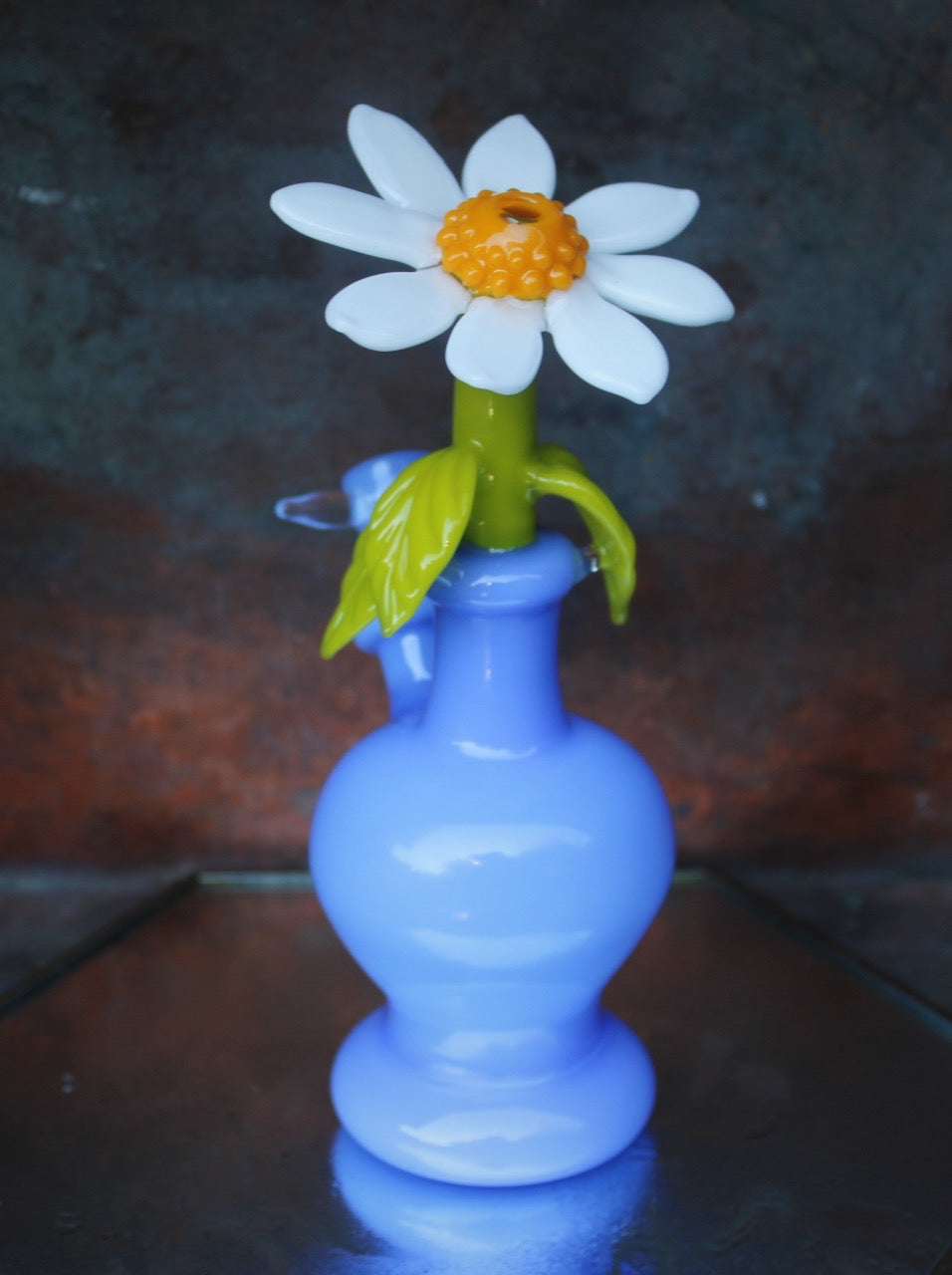 Daisy in periwinkle bud vase