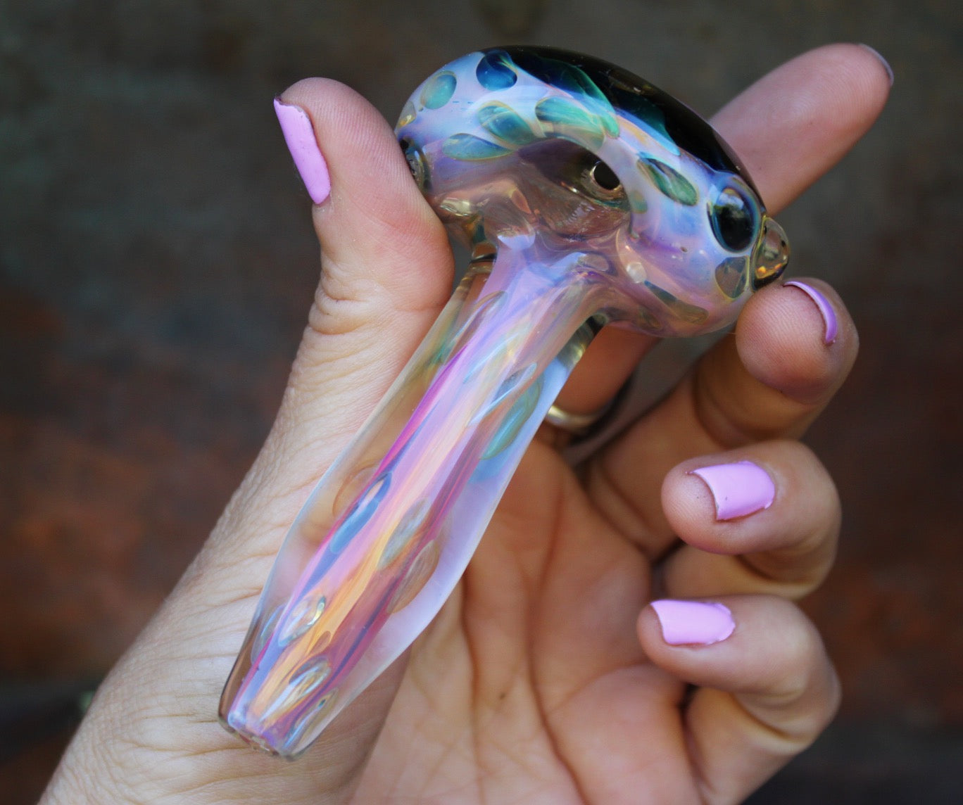 Peach blossom color changing glass pipe