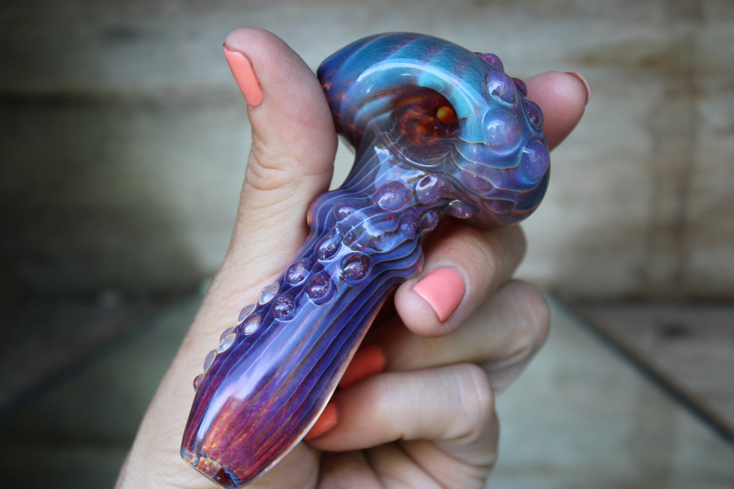Mermaid Collection: Purple glass hand pipe