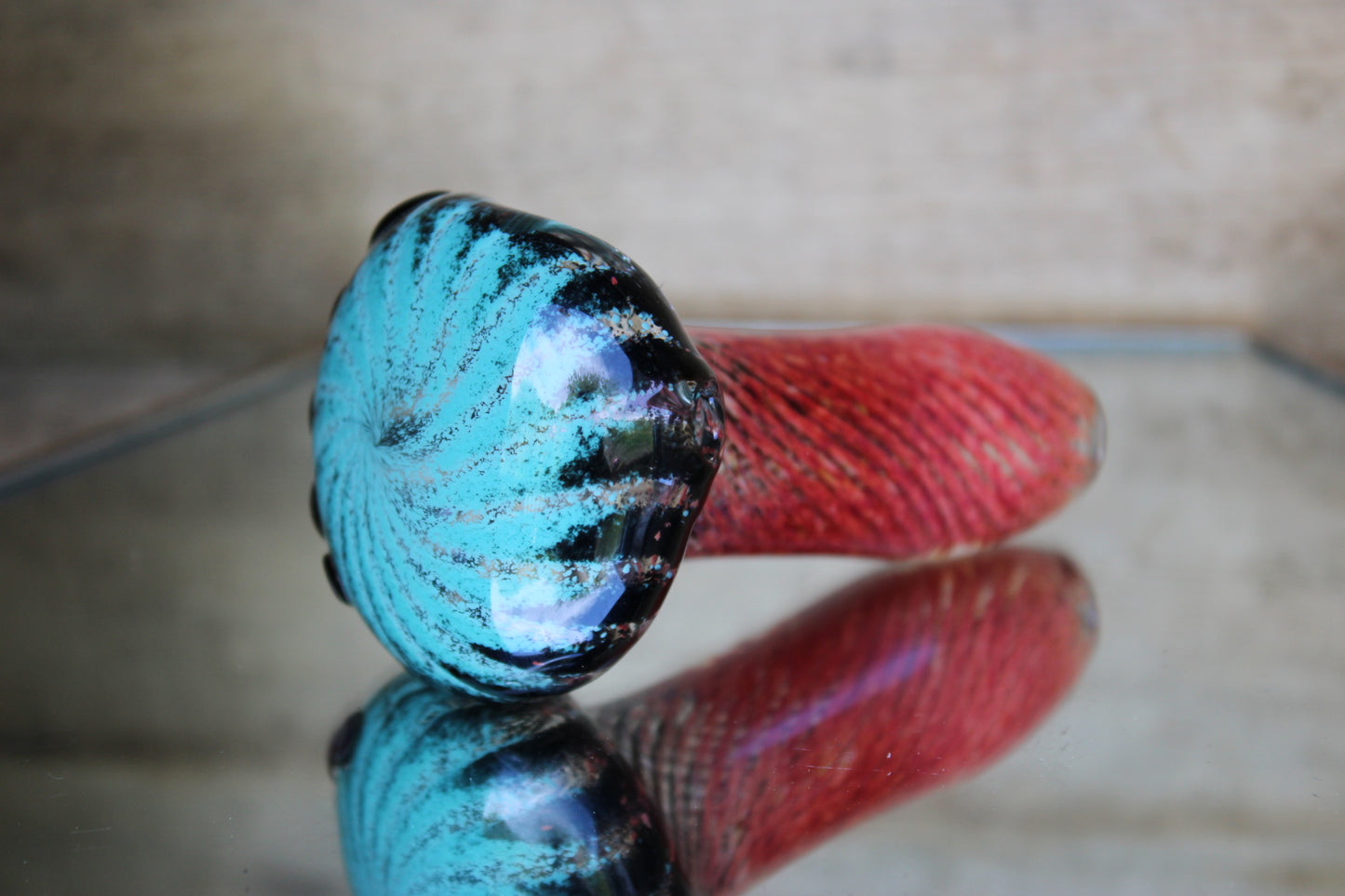 Turquoise, black and pink hand pipe