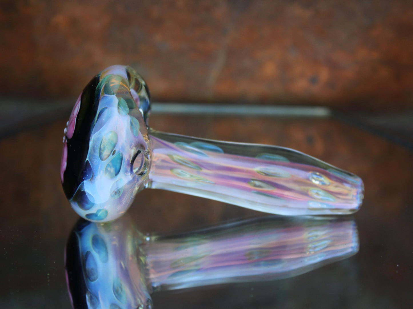 Peach blossom color changing glass pipe